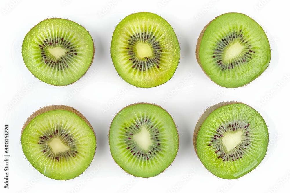 Kiwi fruit arranged on white surface for top view photography Kiwi fruit arranged on white surface for top view photography