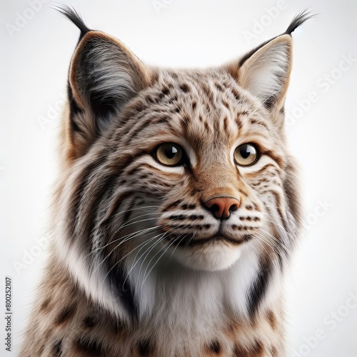 portrait of a lynx on white © Deanmon