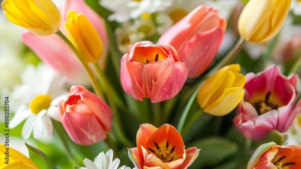 bouquet of fresh spring flowers, generative ai
