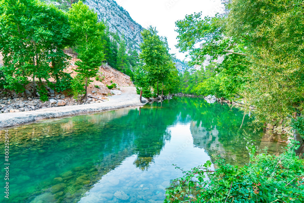 Magnificent view of Uzumdere Canyon. The water of the stream, which is a wonder of nature, is clean and icy.