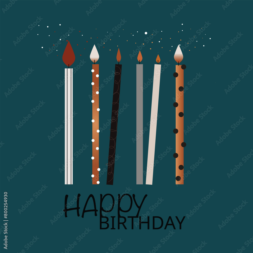 Birthday Card with Candles for Men. Birthday party, celebration, holiday, event, festive, congratulations concept. Vector illustration. Birthday Card with Candles for Men. Birthday party, celebration, holiday, event, festive, congratulations concept. Vector illustration.