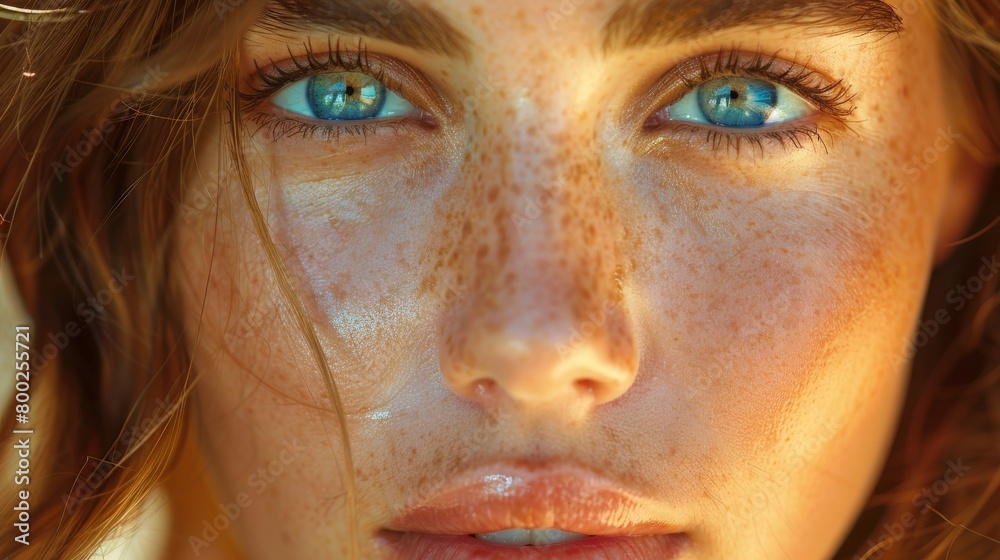 Closeup of a woman's face. Problematic skin.