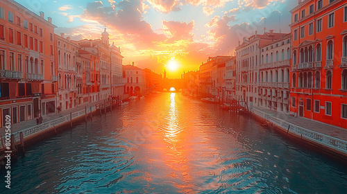 City on the water inspired by Venice at sunset