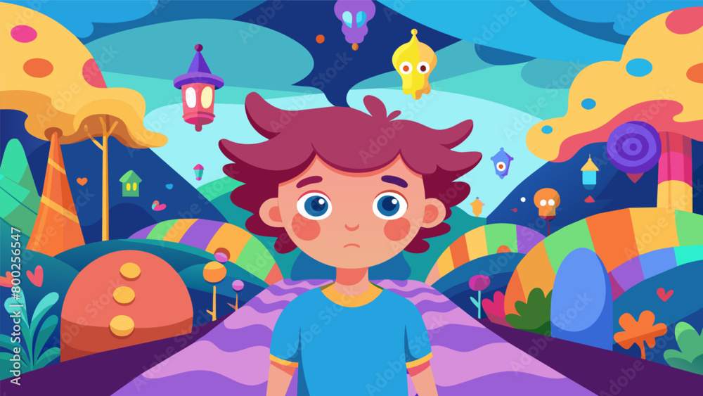 Naklejka premium An animated film directed by an artist with highfunctioning autism takes viewers on a journey into the inner world of a child with the condition using. Vector illustration