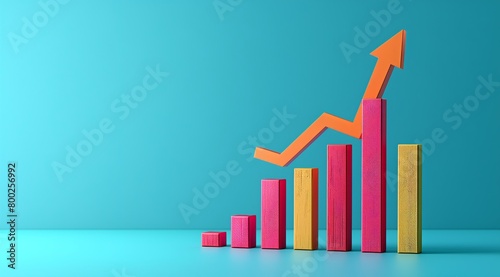 Bar graph growing upwards on blue background, arrow pointing up to right side. Free Download Bar graph growing upwards on blue background, arrow pointing up to right side. - GFXLoad