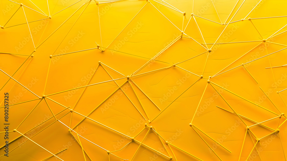 An HD photograph of a minimalist art pattern with thin intersecting lines and delicate squares, all set against a bright yellow background, capturing the essence of modern design