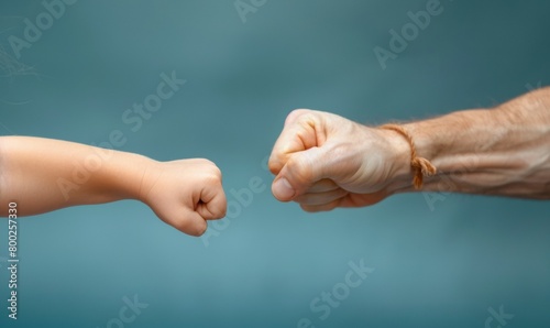 Image of a fist fight between a child and an adult.
