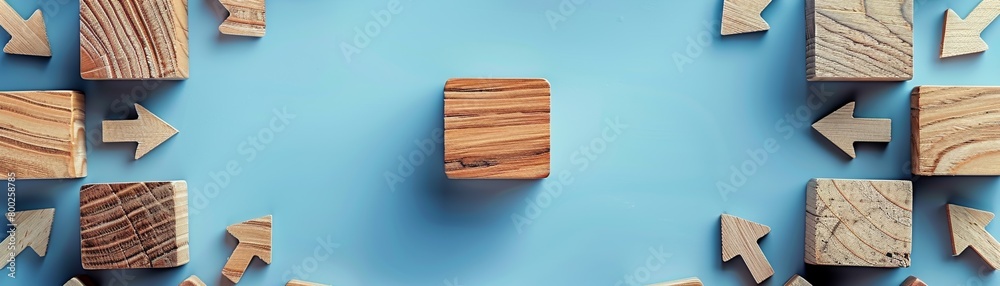 A circular arrangement of wooden blocks, each with a different smiling face, symbolizing a diverse and universally satisfied customer base, central space for text A circular arrangement of wooden blocks, each with a different smiling face, symbolizing a diverse and universally satisfied customer base, central space for text