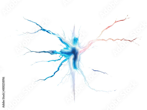 Red and blue stromy electricity isolated on transparent background.

 photo