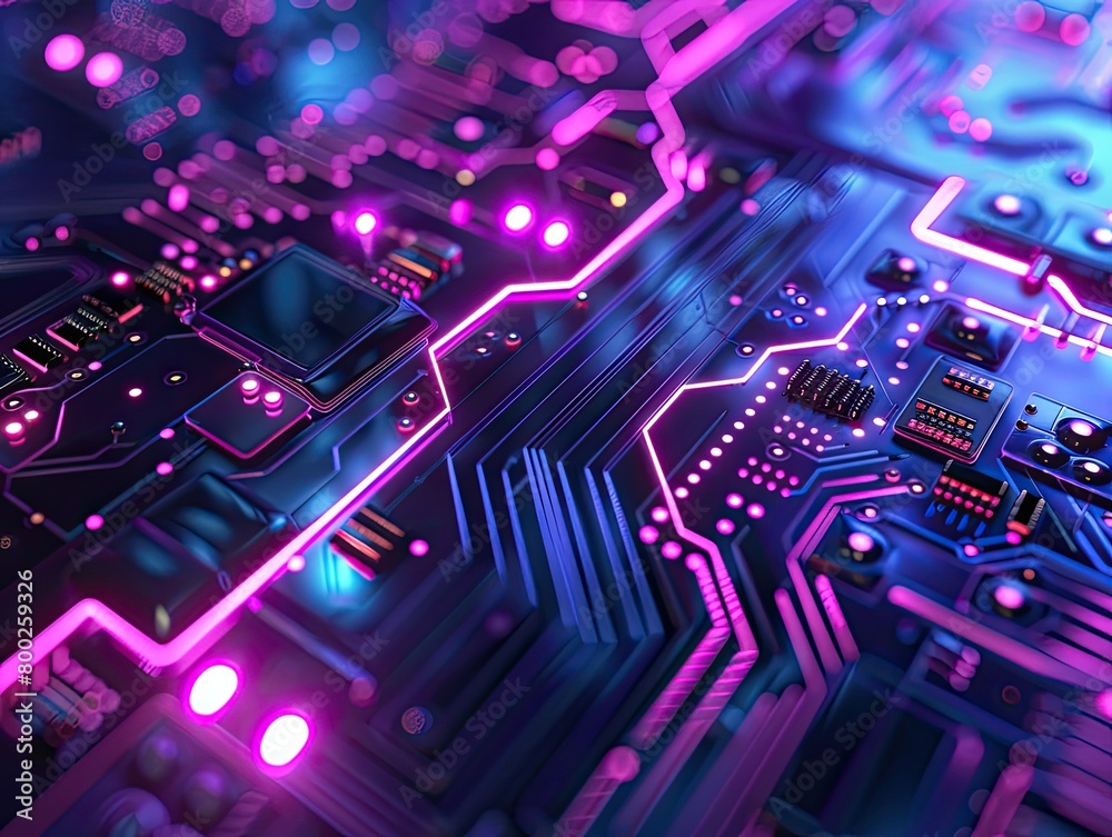 Abstract Technology Background, Blue Purple Abstract Technology Background, Blue Purple