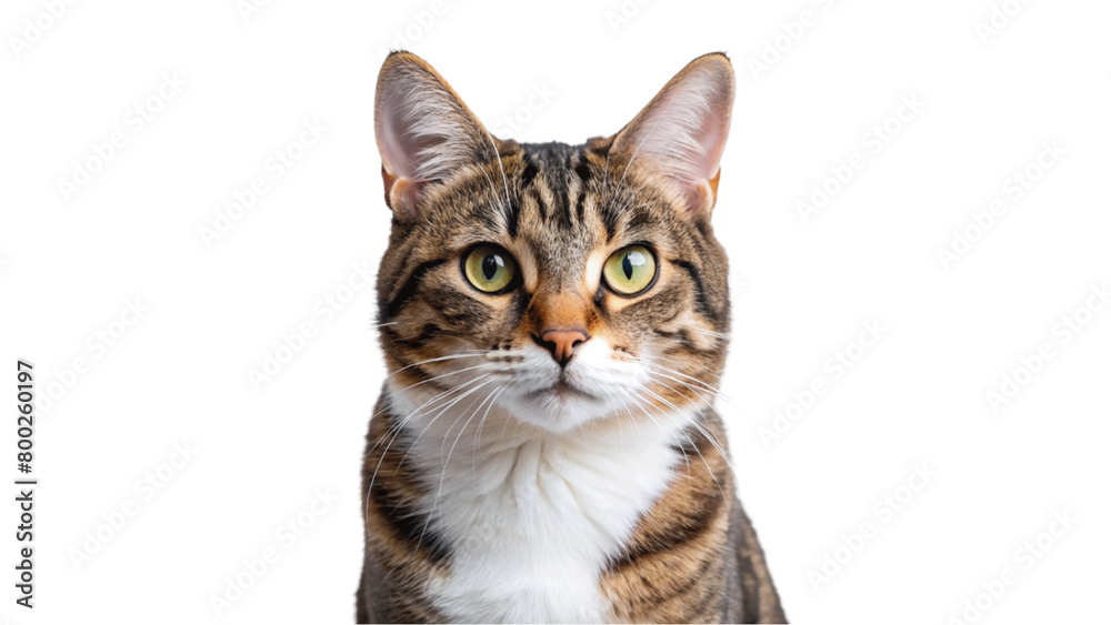 A cat with green eyes isolated on Transparent background.