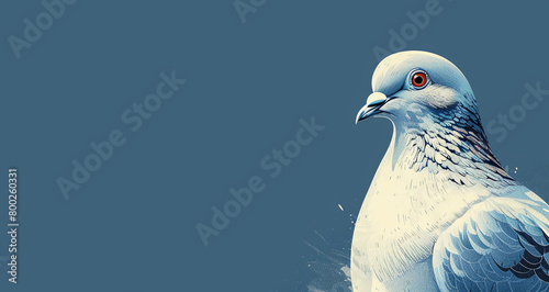 Wallpaper image of a pigeon with flowers on a plain background with space for copy
