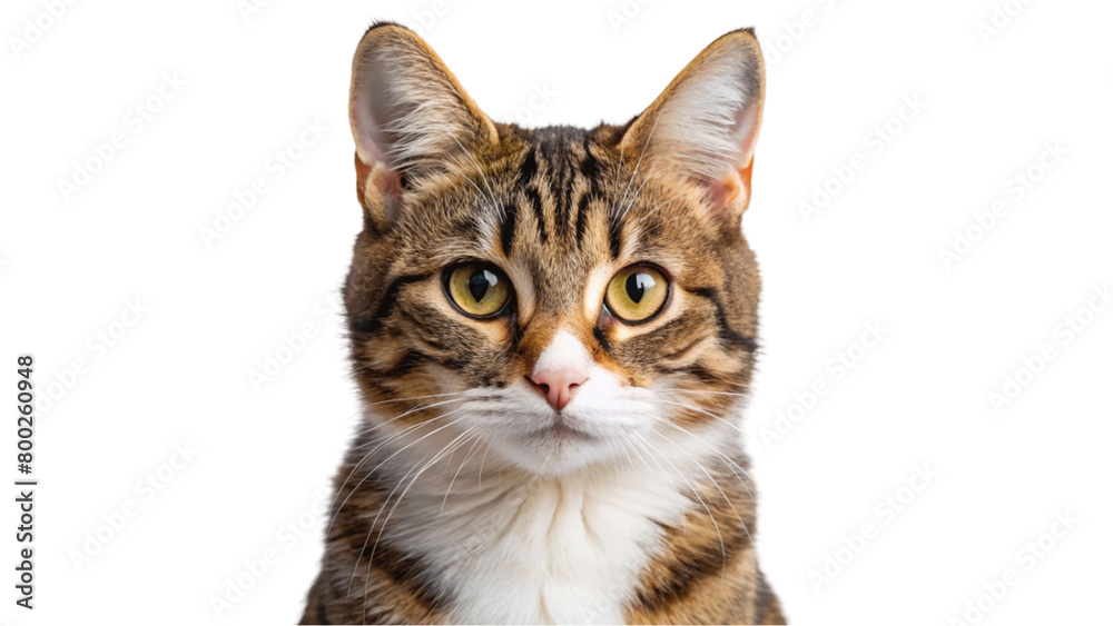 Fototapeta premium A cat with green eyes isolated on Transparent background.