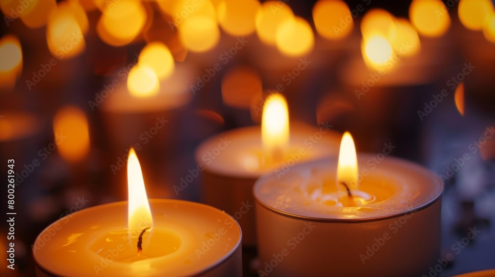 Close up burning candles