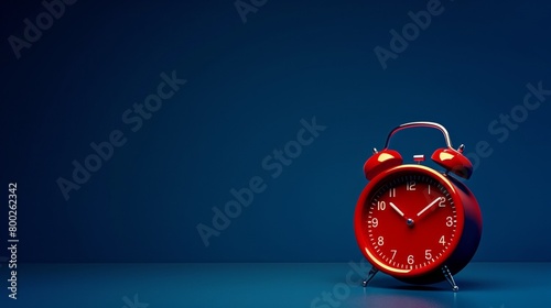 New and modern red alarm clock isolated on blue background photo