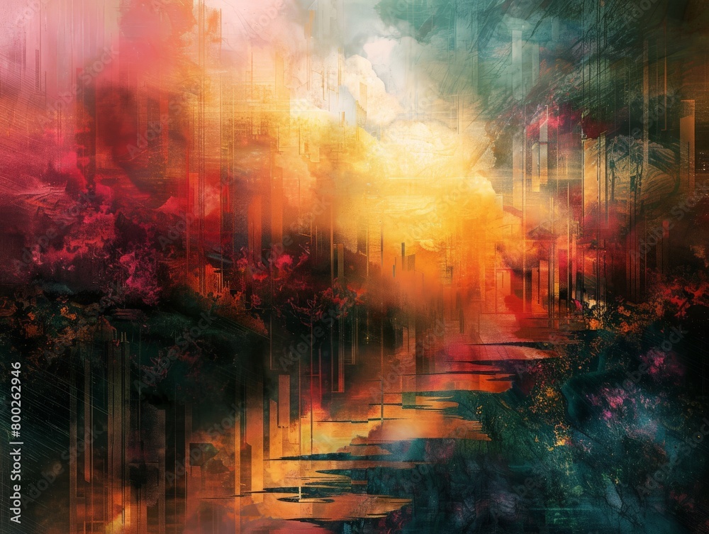 Abstract digital landscape inspired by the enchanting realm of imagination.