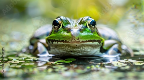 Macro shot of a green frog © suteeda