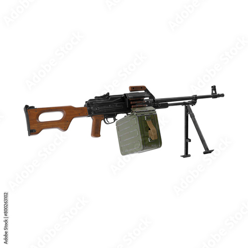 3D realistic Machine gun isolated. KM-7.62, M249 