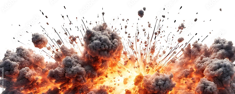 Explosion border isolated on white background - Generative AI Explosion border isolated on white background - Generative AI