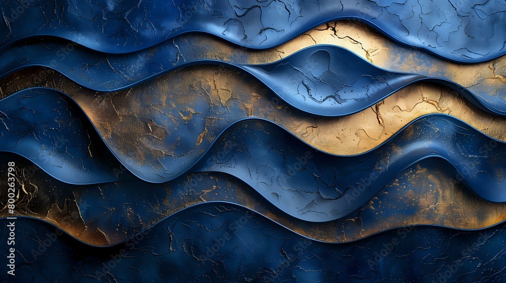 Time Passage: Abstract Art with Dynamic Metallic Lines on Blue Time Passage: Abstract Art with Dynamic Metallic Lines on Blue