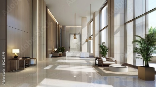Airy Modern Lobby with Neutral Color Scheme