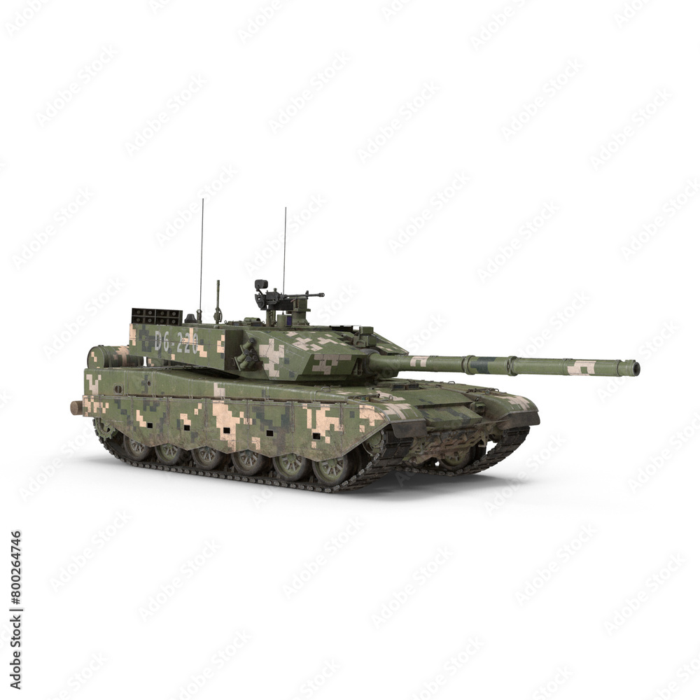 3D realistic a powerful modern battle tank isolated on a white background 3D realistic a powerful modern battle tank isolated on a white background