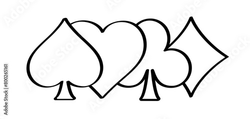 Cartoon ace, king, queen, jack. Cards game spades. Queen, King, Heart, Ace. Poker player card. Spade jack pattern. Vector bridge icon. Gambling play suit black blackjack. Casino club gaming logo.  