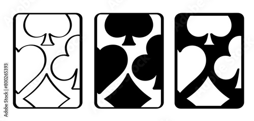 Cartoon ace, king, queen, jack. Cards game spades. Queen, King, Heart, Ace. Poker player card. Spade jack pattern. Vector bridge icon. Gambling play suit black blackjack. Casino club gaming logo.  