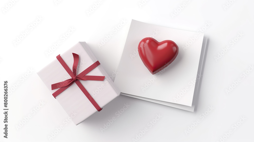 Heart-shaped paper in a notebook with a plate, isolated against a stark white background Heart-shaped paper in a notebook with a plate, isolated against a stark white background