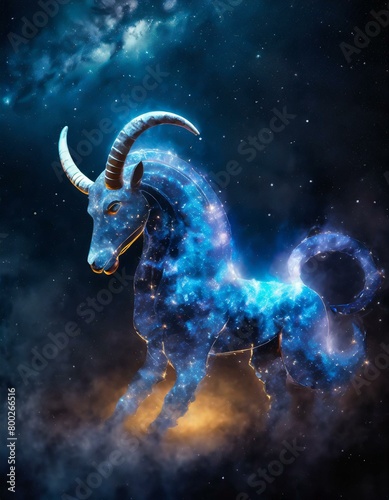 3D Cosmic Goat with Galaxy Background
