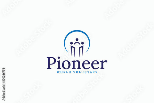 modern pioneer symbol logo vector design template. silhouette people, human and teamwork sign logo design vector illustration with elegant, unique and minimalist styles. 