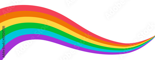 LGBT Pride Flag banner. Wavy rainbow ribbon in Pride parade Colors isolated on transparent background. Vector Illustration for social media Pride month designs. 