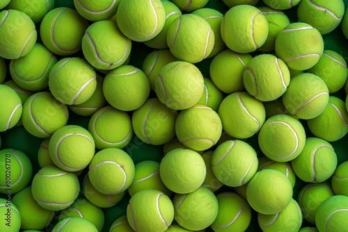 Many colorful tennis balls new tennis ball pattern for backdrop © LimeSky