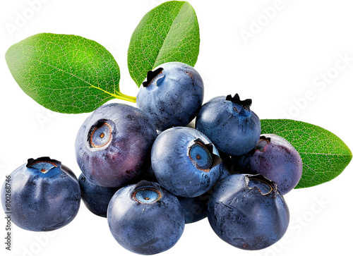 A bunch of blueberries on transparent backgrounf photo