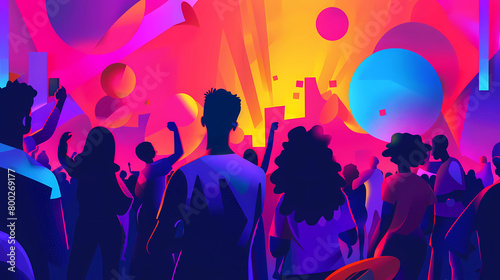 Neon colored music festival illustration