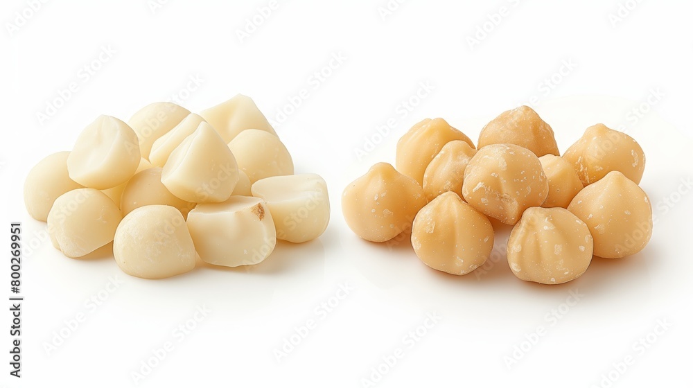 macadamia nuts isolated on a white background macadamia nuts isolated on a white background