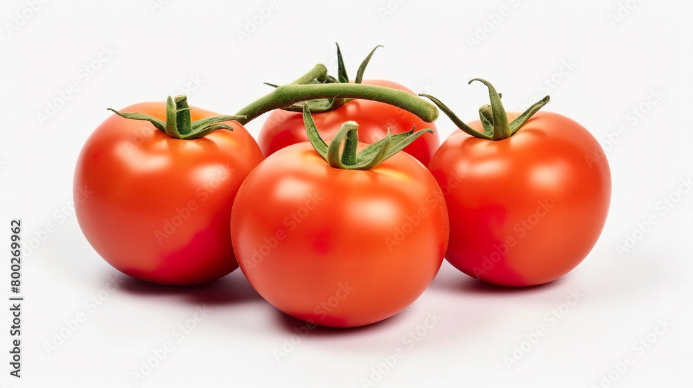 Isolated ripe tomatoes against a stark white background Isolated ripe tomatoes against a stark white background