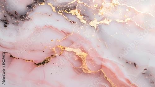 Luxurious white and pink marbled texture background with gold veins, perfect for invitation, wallpaper, or banner design.
