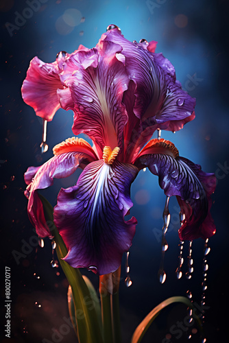 Purple flower with water droplets