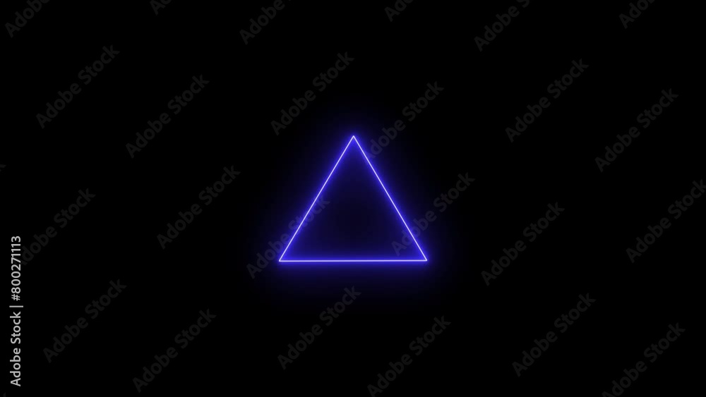 Abstract glowing neon triangle frame blue color animation. Black background 4k video. Abstract glowing neon triangle frame blue color animation. Black background 4k video.