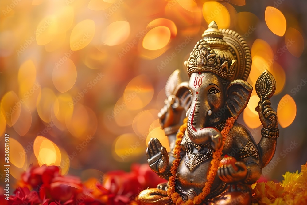 Gudi Padwa: Honoring New Beginnings and Cultural Traditions with Ganeshas Divine Essence. Concept Indian Festivals, Cultural Celebrations, Gudi Padwa traditions, Ganesha symbolism, New beginnings
