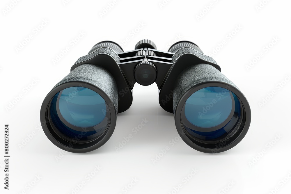 New binoculars on white background for long distance viewing New binoculars on white background for long distance viewing