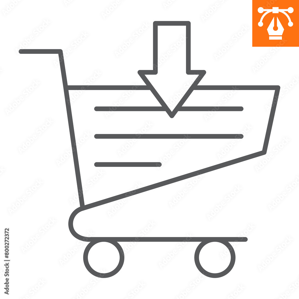Add to cart line icon, outline style icon for web site or mobile app, e-commerce and shopping, purchase vector icon, simple vector illustration, vector graphics with editable strokes.
