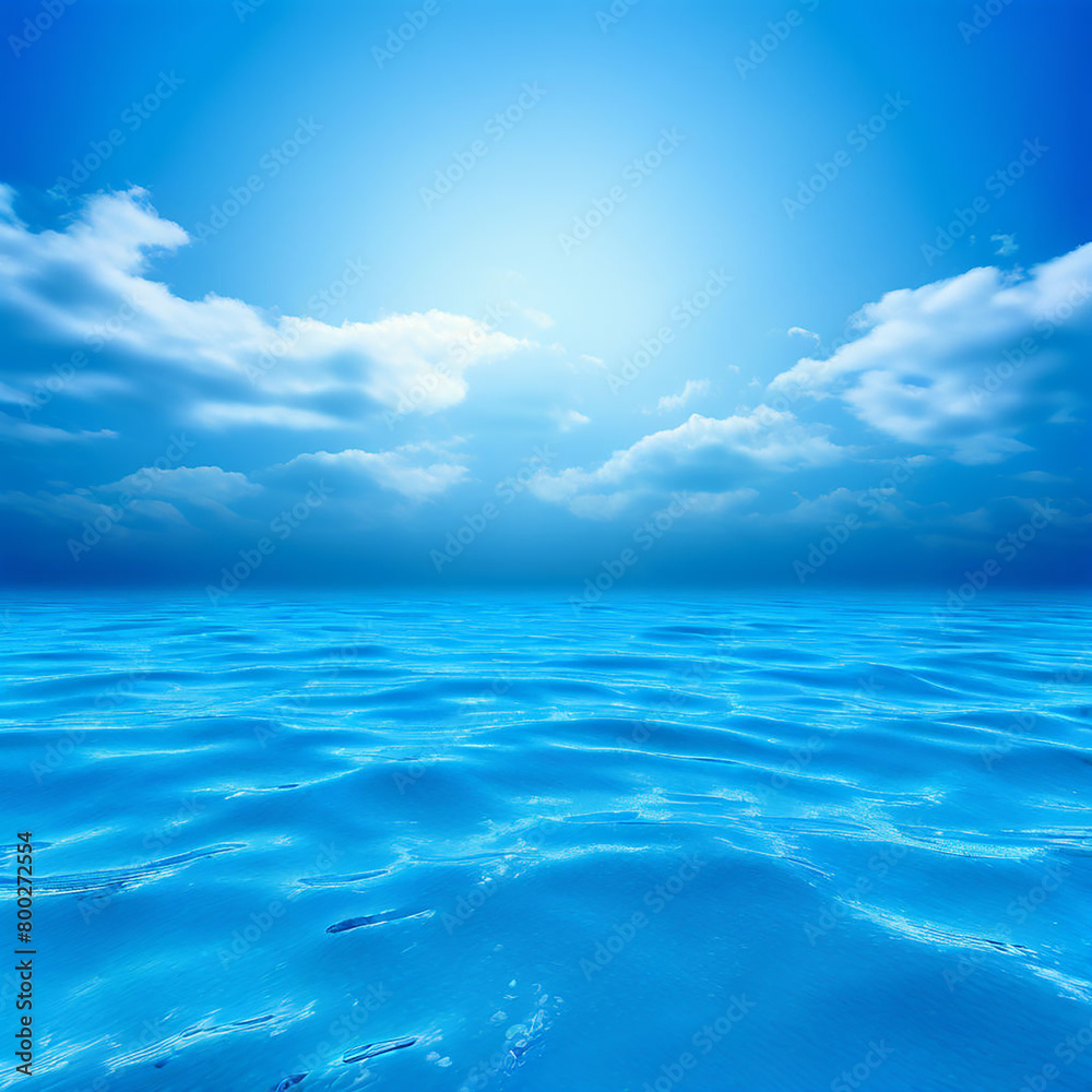 Obraz premium sea and sky-blue sky and sea-blue sky with clouds