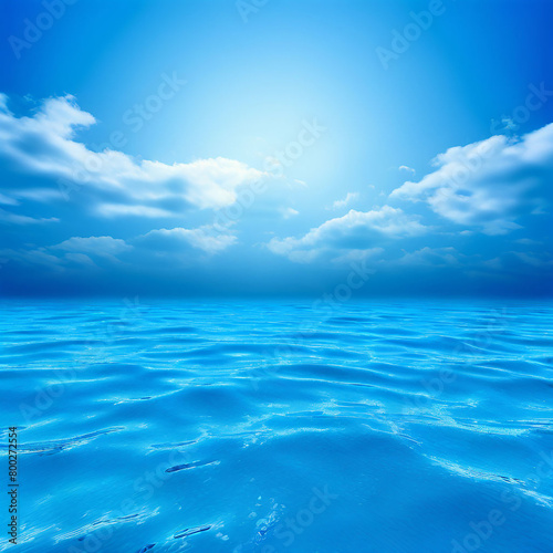 sea and sky-blue sky and sea-blue sky with clouds © Technical
