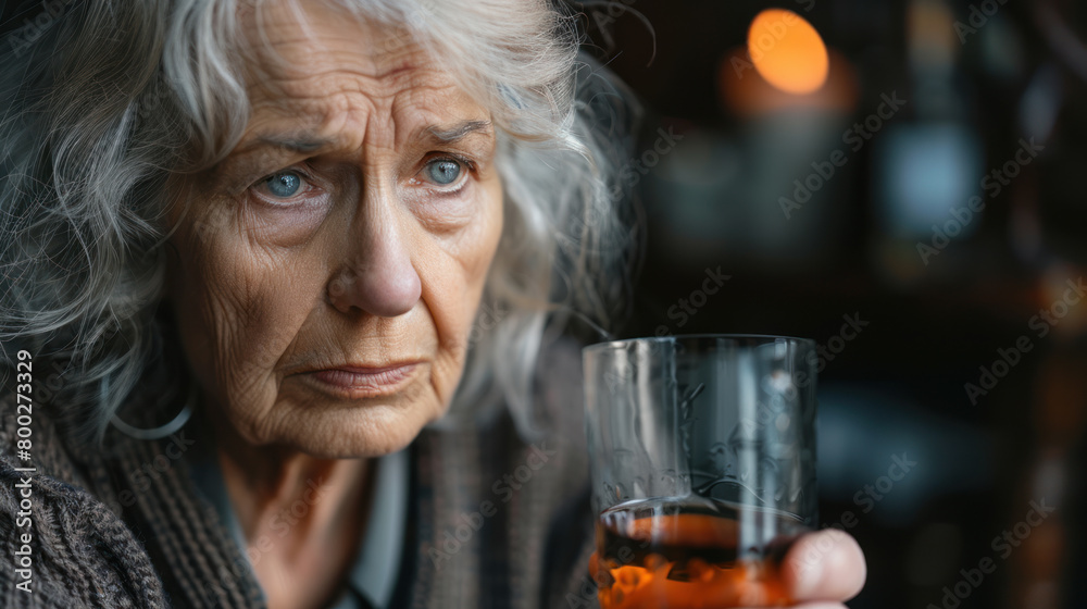 Old lady with alcohol addiction Old lady with alcohol addiction