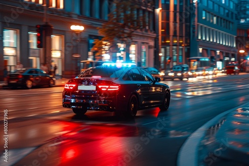 Police car speeding with siren on © LimeSky