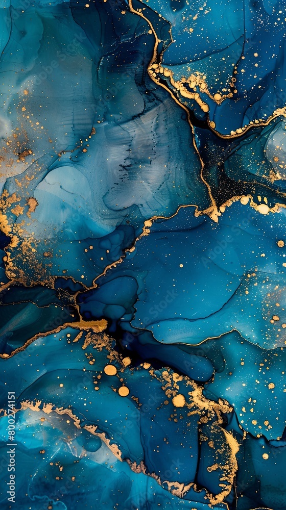Swirling Blue and Gold Marble Ink Abstract Elegance Swirling Blue and Gold Marble Ink Abstract Elegance