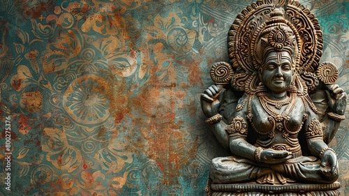Bold Indian God Sculpture Exuding Traditional in a Modern Minimalist Wallpaper © Mickey