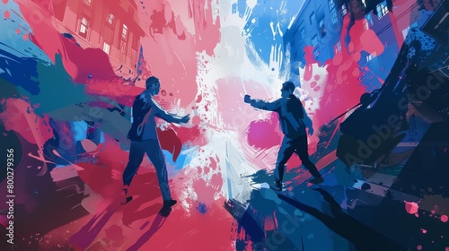 Illustration capturing the intense atmosphere of a polarizing social policy debate